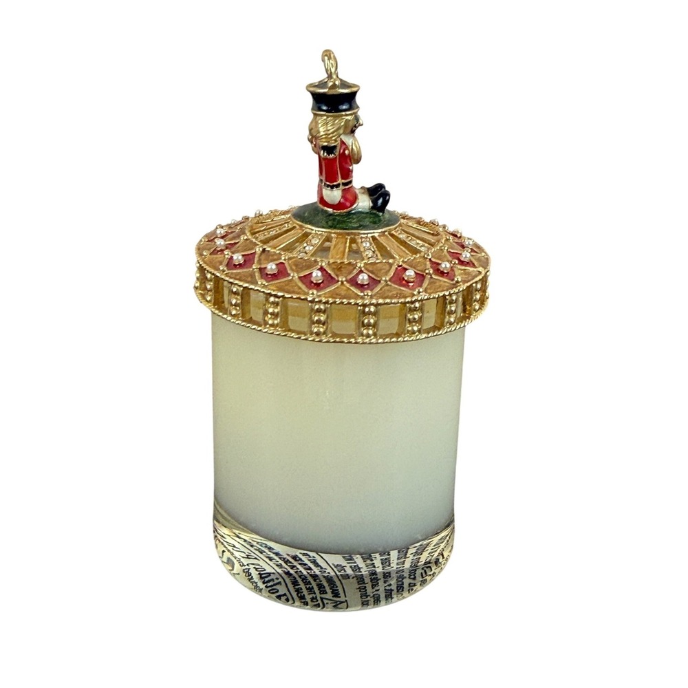 VTG‎ St. John Votive Candle with Gold Metal Nutcracker Figurine 2" Topper